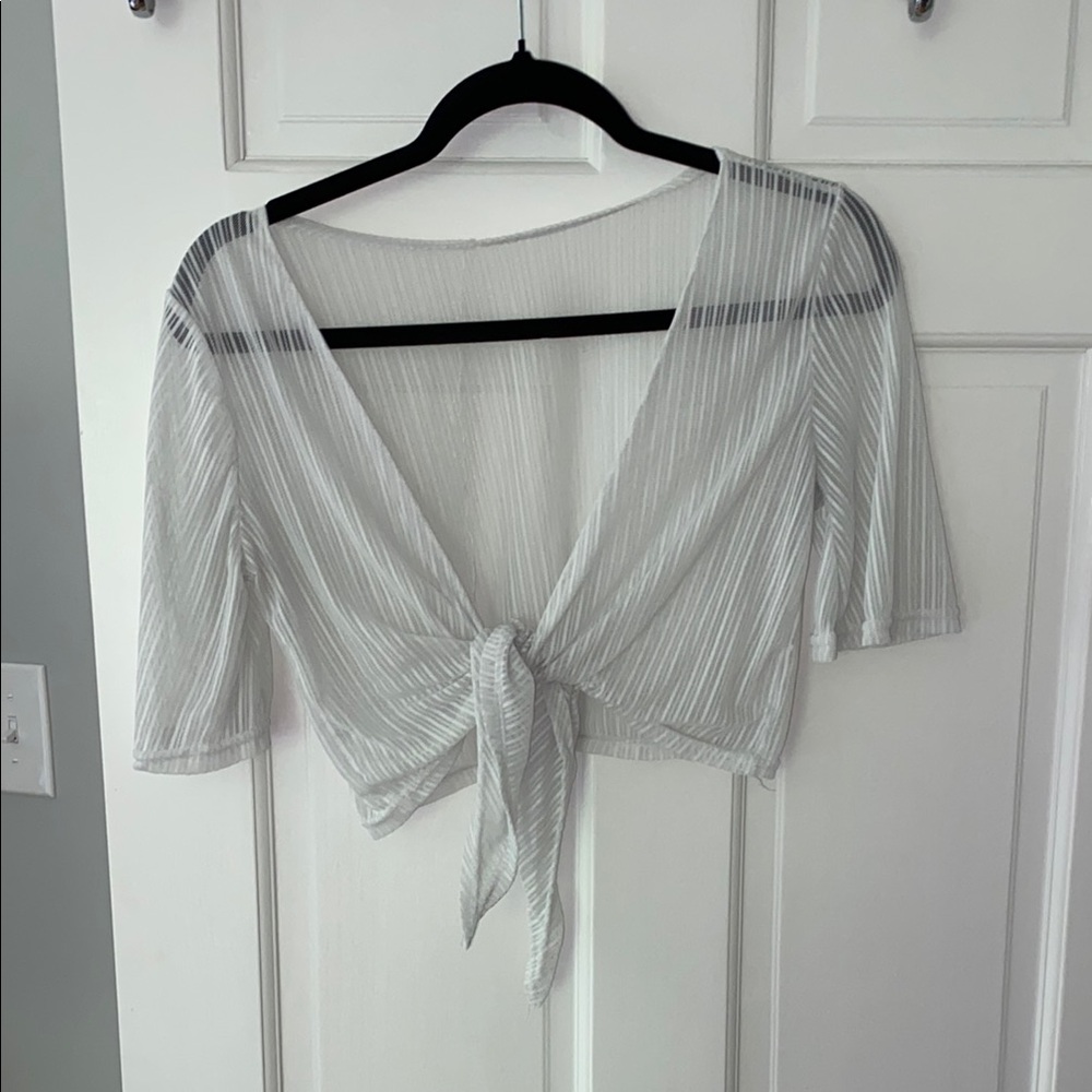 Mesh swim coverup top